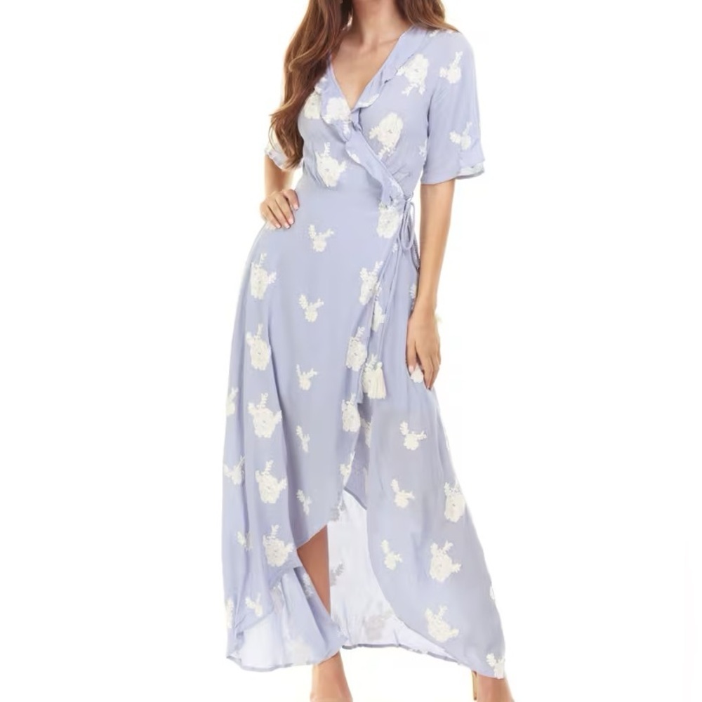 NEW Anthropologie Lost + Wander Embroidered Wrap Maxi Dress Size Small